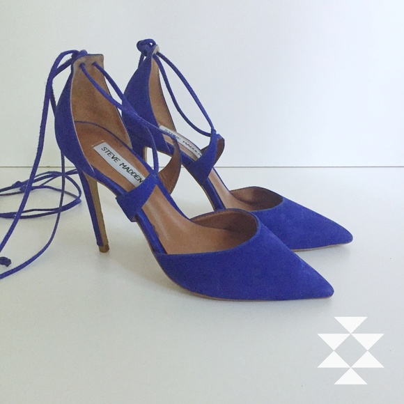 Steve Madden Shoes - Blue Suede Pumps Heels Gladiator Ankle Ties